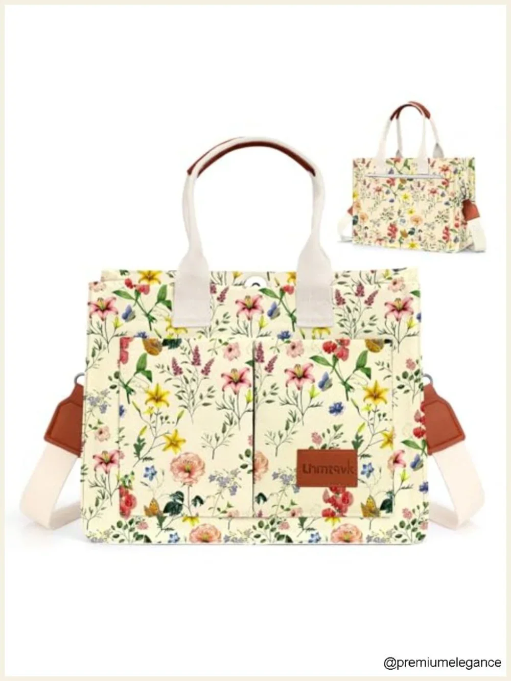 Large Canvas Tote Bag with Multiple Pockets for Work